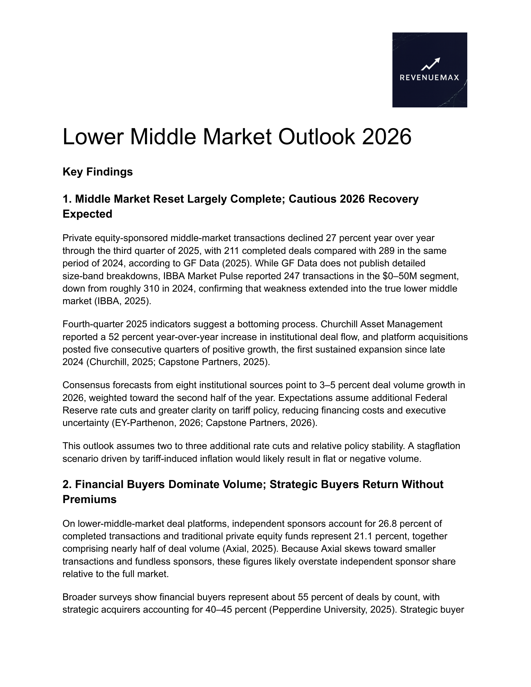 Lower Middle Market Outlook 2026